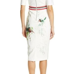Ted Baker Molilo Tutti Frutti Bird Print Bodycon Dress NWT